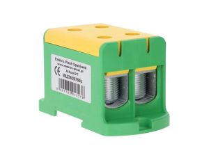 Blok rozdzielczy-odgałęźny 2x1-biegun AL/CU 35-150mm2 żółto-zielony montaż płaski i na szynę TH WLZ35/2x150/z 48.217