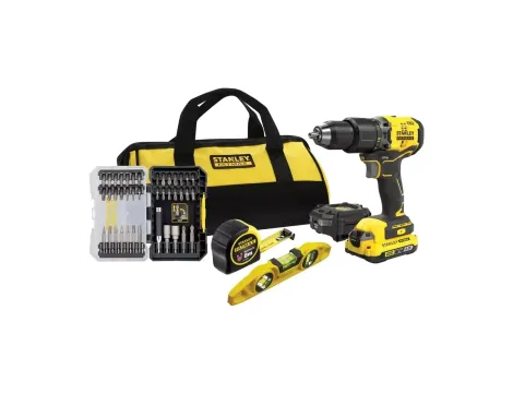 STANLEY ZESTAW V20 SFMCK101D1S (SFMCD715 + POZIOMNICA + MIARA 8m +40ACC) 1x2,0Ah TORBA