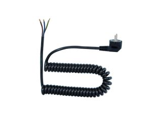Przewód spiralny z wtyczką kątową 05VVH8-F - 3x1mm2 - 10m - czarny