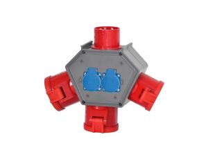 Rozdzielnica POLYBOX - wtyk odbornikowy 16A 5p, gniazda 16A 5p, 2x32A 5p, 2x230V