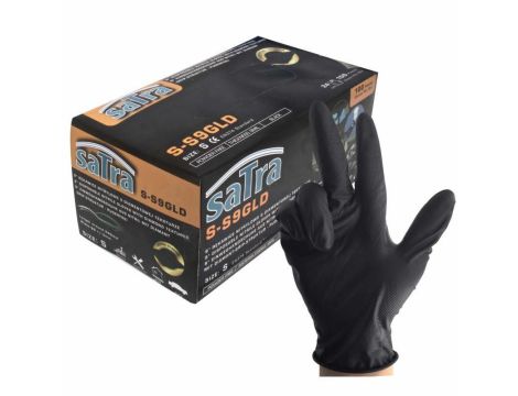 SATRA RĘKAWICE NITRYLOWE CZARNE roz. S  100szt.