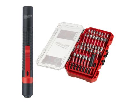 MILWAUKEE ZESTAW KOŃCÓWEK UDAROWYCH 38szt.+LATARKA