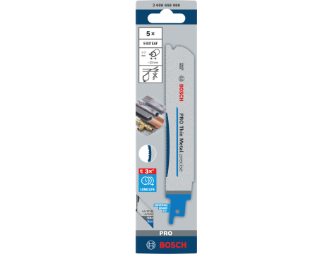 BOSCH BRZESZCZOT DO PIŁY SZABLASTEJ PRO THIN METAL PRECISE S937EAF 1,1 x 25 x 150mm /5szt. 2608658988