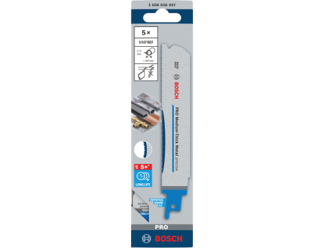 BOSCH BRZESZCZOT DO PIŁY SZABLASTEJ PRO MEDIUM-THICK METAL PRECISE S937BEF 1,1 x 25 x 150mm /5szt. 2608658991