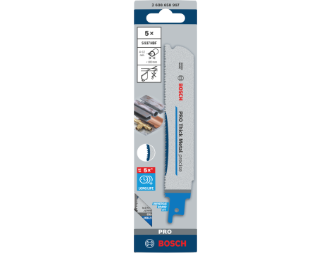 BOSCH BRZESZCZOT DO PIŁY SZABLASTEJ PRO THICK METAL PRECISE S937HBF 1,1 x 25 x 150mm /5szt. 2608658997