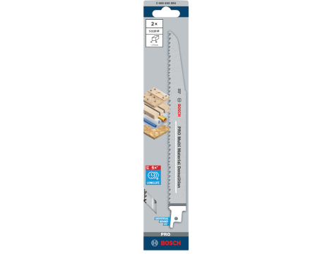 BOSCH BRZESZCZOT DO PIŁY SZABLASTEJ PRO MULTI MATERIAL DEMOLITION S1110VF 1,6 x 22 x 225mm /2szt. 2608659004