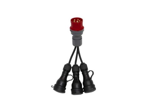 Reduktor - wtyczka siłowa 16/5 +3x OW 3x1,5mm2 0,25m +3x gniazdo gumowe