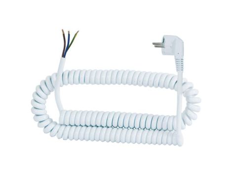 Przewód spiralny z wtyczką kątową 05VVH8-F - 3x1mm2 - 5m - biały