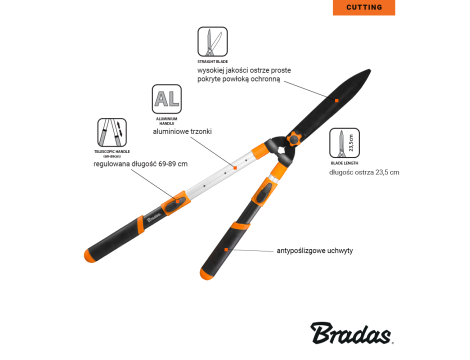 NOŻYCE DO ŻYWOPŁOTU V-SERIES OSTRZE PROSTE TELESKOPOWE ALUMINIOWE - 2