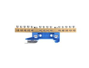 Zacisk ochronny 14x6mm2 mosiądz mocowanie na szynę TS35 niebieski ZO-2107 A14-2136