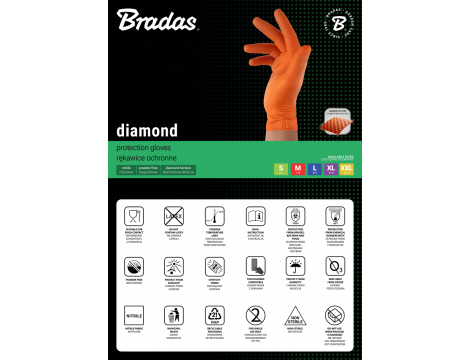 RĘKAWICE NITRYLOWE DIAMOND POMARAŃCZOWE XL 9-10 /50szt. - 3