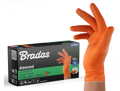 RĘKAWICE NITRYLOWE DIAMOND POMARAŃCZOWE  L 8-9 /50szt. - 2