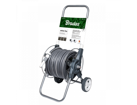 BĘBEN WÓZEK NA WĄŻ OGRODOWY ZESTAW 20mb 1/2" NA KOŁACH WHITE SILVER PLUS KARTA