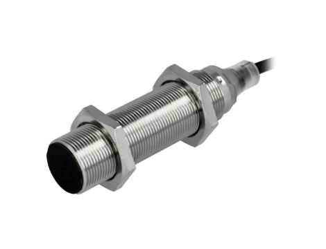 E2BM18LS08WPB12M Czujnik indukcyjny o zasięgu 08mm, konfiguracji wyjścia PNP / NO, napięciu zasilania 1030VDC, obudowie M18