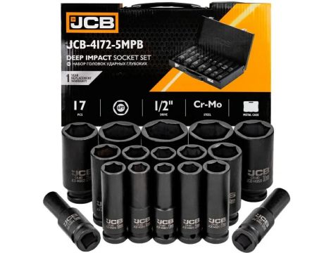 JCB NASADKI UDAROWE DŁUGIE kpl. 17el.1/2"  6-KĄT. (10-36mm)