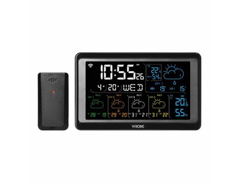 ORNO STACJA POGODOWA BEZPRZEWODOWA, WI-FI, TEMP, WILG, LCD, CZARNA