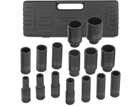 ROCKFORCE NASADKI UDAROWE DŁUGIE 12-K 15szt. 1/2" (10-36mm)  /WALIZKA