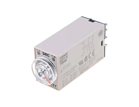 H3Y-2-24DC-30S Przekaźnik czasowy o zakresie zliczania 130s, wyjściu typu DPDT, napięciu zasilania 24VDC, montowany na podstawk