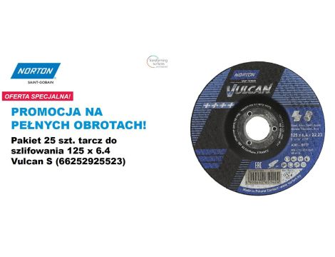 NORTON TARCZA DO SZLIFOWANIA VULCAN 125mm x 6,4mm A30S DO METALU  /25szt.