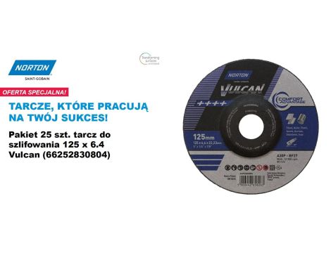 NORTON TARCZA DO SZLIFOWANIA VULCAN 125mm x 6,4mm A30P DO METALU  /25szt.