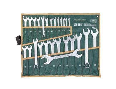 ROCKFORCE KLUCZ PŁASKO-OCZKOWY kpl.25el. (6-32mm) + KLUCZ PŁASKI 36x41mm