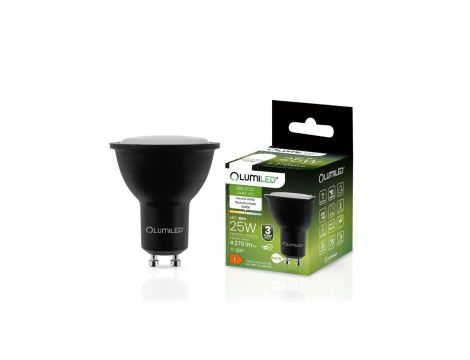 Żarówka LED GU10 3W = 25W 270lm 4000K Neutralna 120 Czarna LUMILED
