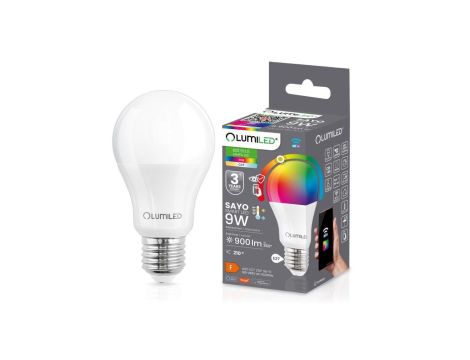 Żarówka LED E27 A60 9W = 60W 900lm RGB CCT Ściemnialna Inteligentna TUYA WiFi SMART SAYO LUMILED