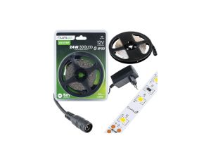 Zestaw Taśma LED Pasek 12V 24W 300LED SMD 2835 Zimna 8mm 5m + Zasilacz