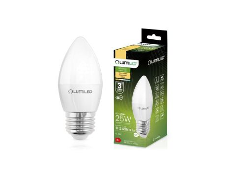 Żarówka LED E27 B35 2,5W = 25W 249lm 3000K Ciepła 180 LUMILED