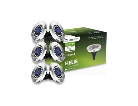 Zestaw 6x Lampki Solarne Ogrodowe LED HELIS Wbijane Dyski Dogruntowe 4000K IP44 LUMILED