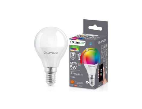 Żarówka LED E14 P40 KULKA 5W = 40W 450lm RGB CCT Ściemnialna Inteligentna TUYA WiFi SMART SAYO LUMILED