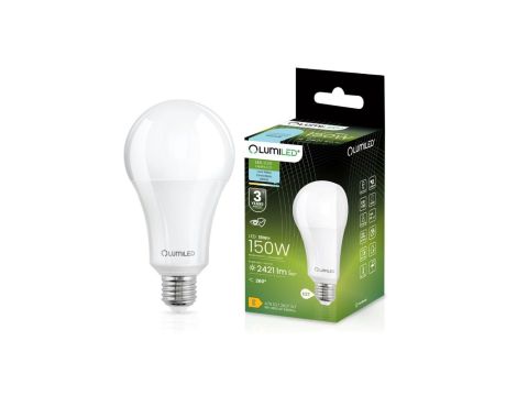 Żarówka LED E27 A70 18W = 150W 2421lm 6500K Zimna 260 LUMILED