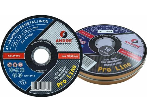 ANDRE TARCZA DO METALU 125 x 1,0mm METAL/INOX PRO LINE 95A60RBF PUSZKA /10szt.