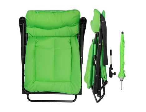 LEŻAK SKŁADANY Z PARASOLKĄ (JASNOZIELONY) DO 200KG / WMC - 2