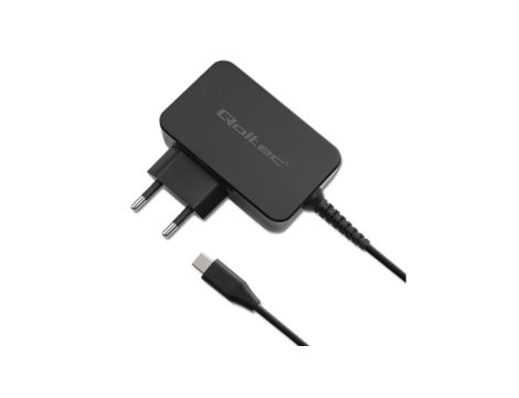 Qoltec Ładowarka GaN POWER PRO 1xUSB-C 45W 5-20V 2.25-3A Laptop Smartfon Czarna