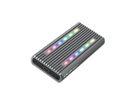 Qoltec Obudowa kieszeń na dysk M.2 SSD SATA NVMe RGB LED USB-C 4TB