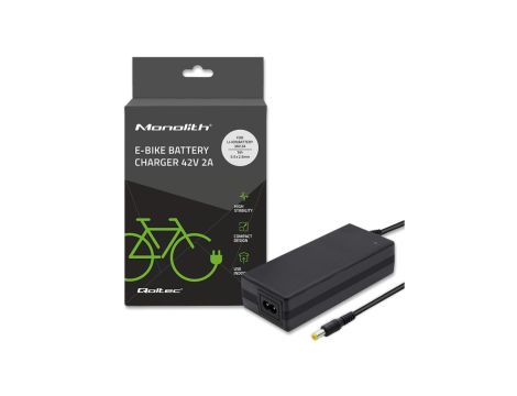 Qoltec Ładowarka do roweru, skutera elektrycznego 36V 42V 2A 5.5*2.5 +kabel zasilający