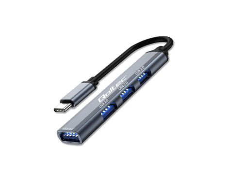 Qoltec Hub Adapter USB-C 3.1 4w1 USB 3.0 3x USB 2.0