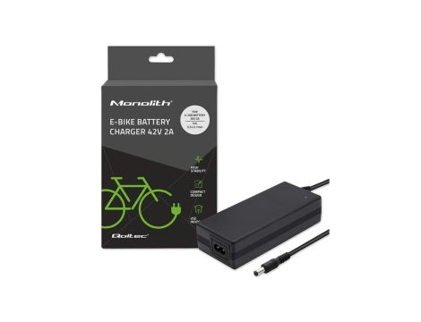 Qoltec Ładowarka do roweru, skutera elektrycznego 36V 42V 2A 5.5*2.1 +kabel zasilający