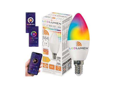 Żarówka LED C37-AP E14 5W LED WiFi CCT+RGB