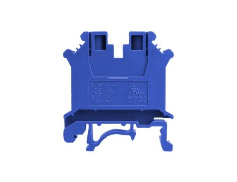 Złączka szynowa przelotowa niebieska śrubowa 10mm2 1P VDE UL 5736