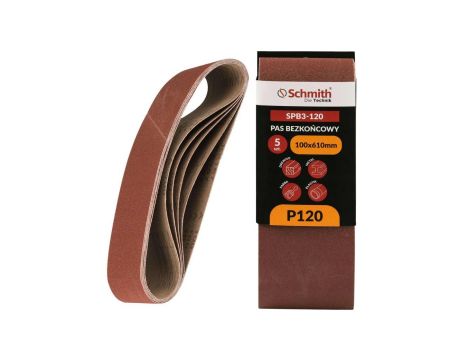 Pas bezkońcowy taśma papier ścierny P120 100x610mm 5szt Schmith