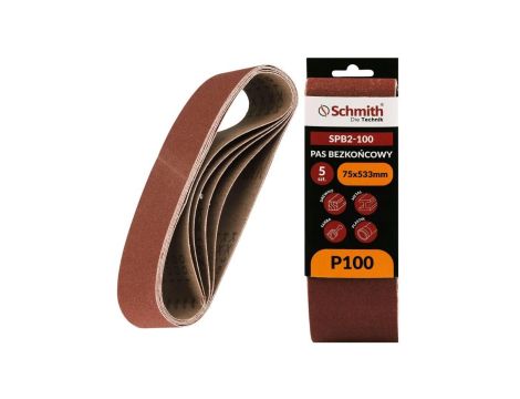 Pas bezkońcowy taśma papier ścierny P100 75x533mm 5szt Schmith
