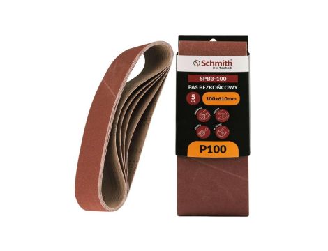 Pas bezkońcowy taśma papier ścierny P100 100x610mm 5szt Schmith