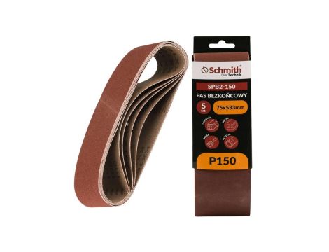 Pas bezkońcowy taśma papier ścierny P150 75x533mm 5szt Schmith
