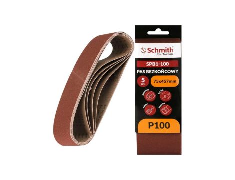 Pas bezkońcowy taśma papier ścierny P100 75x457mm 5szt Schmith