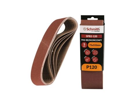 Pas bezkońcowy taśma papier ścierny P120 75x533mm 5szt Schmith