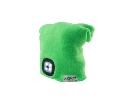 Czapka z latarką LED Zielona 1W 6500K