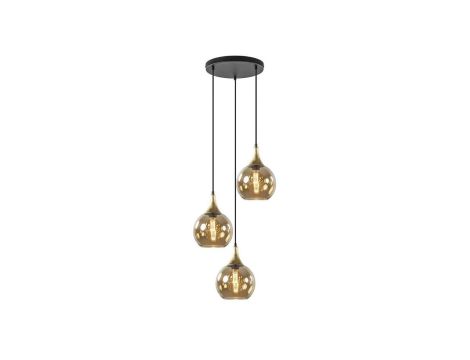 Lampa wisząca nowoczesna 3xE27 CALLISTO BLACK/ GOLD Duży klosz 20 cm
