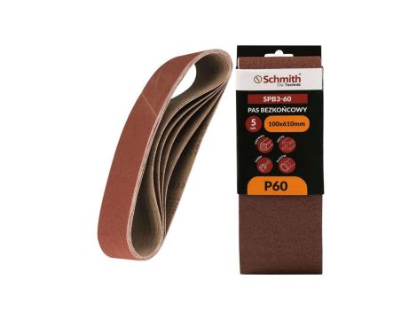 Pas bezkońcowy taśma papier ścierny P60 100x610mm 5szt Schmith